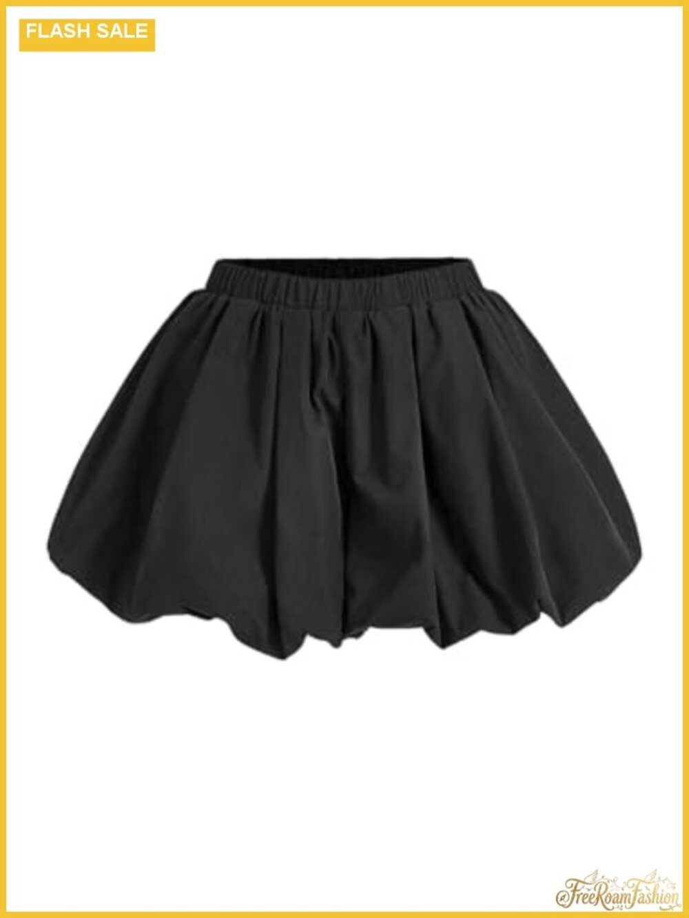 WDIRARA Women's Solid Elastic Waist Mini Bubble Skort Shorts